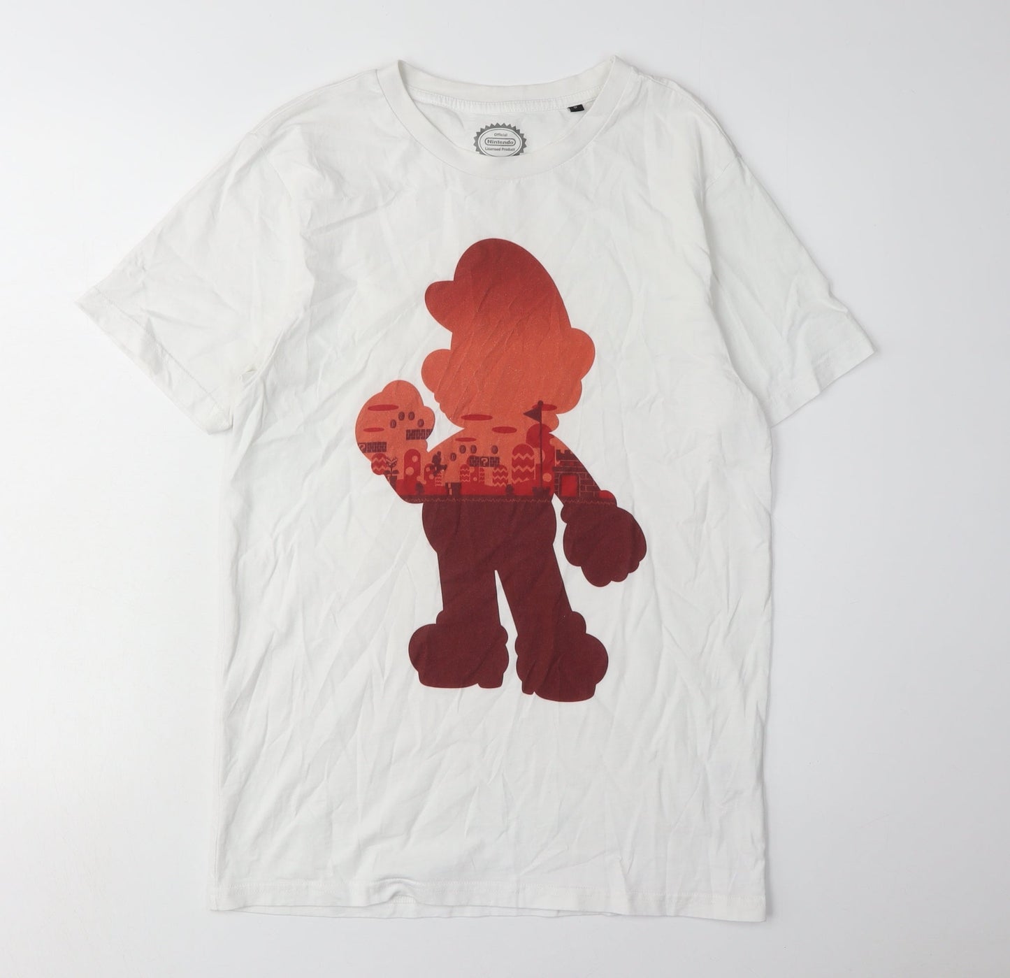 Nintendo Super Mario Men's White Graphic T-Shirt Size S