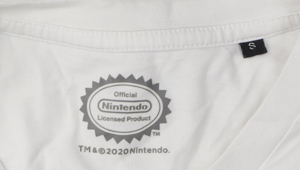 Nintendo Super Mario Men's White Graphic T-Shirt Size S
