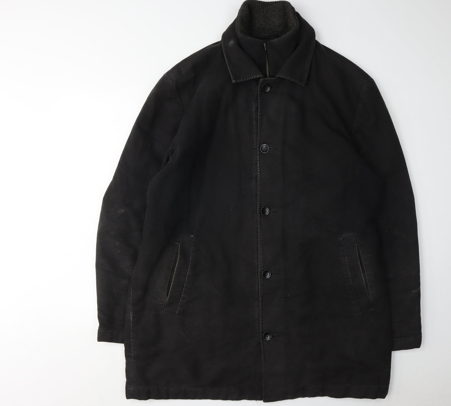 Mens UK Size XL Red Herring Black Overcoat