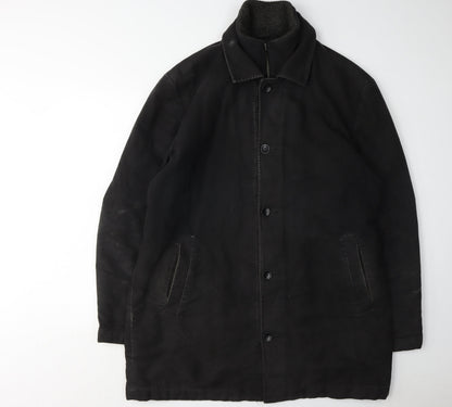 Mens UK Size XL Red Herring Black Overcoat