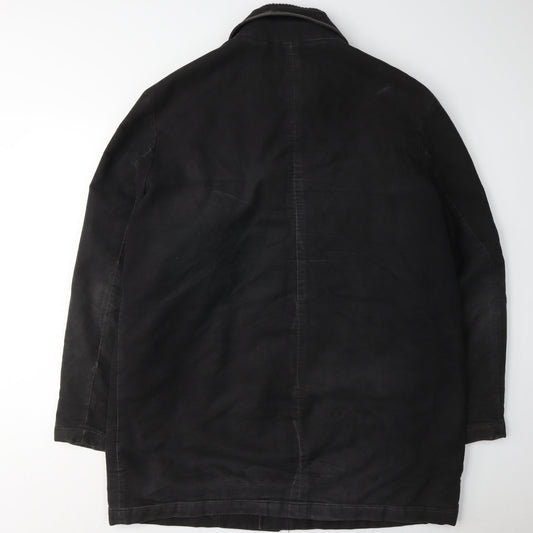 Mens UK Size XL Red Herring Black Overcoat