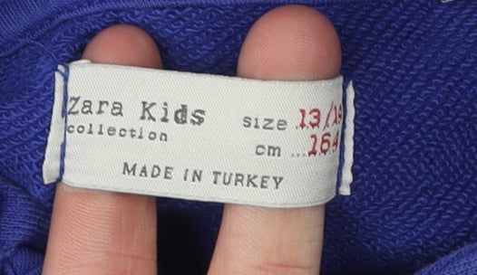 Zara Kids Boys Blue Bart Hoodie 13-14 Years Graphic Pullover