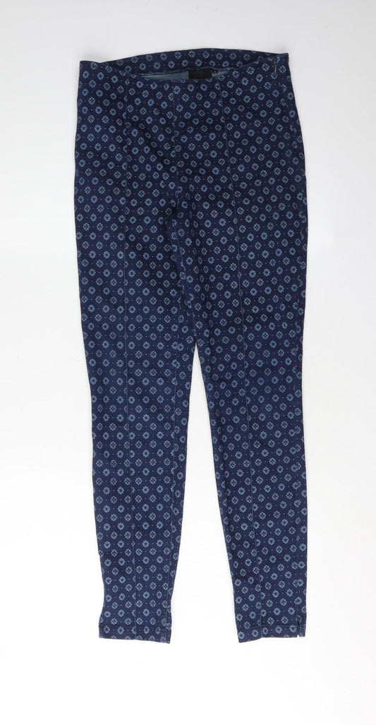 b.young Women's Blue Geometric Skinny Trousers Size 8