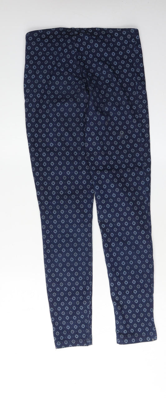 b.young Women's Blue Geometric Skinny Trousers Size 8