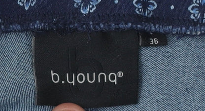 b.young Women's Blue Geometric Skinny Trousers Size 8