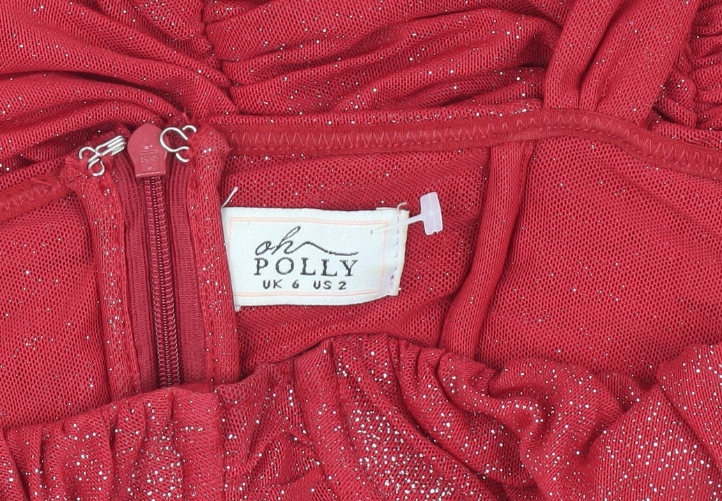 Oh Polly Women’s Red Bodycon Dress, Size 6 - Party
