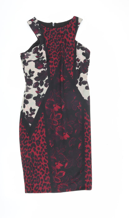 Next Women's Red Floral Animal Print Pencil Dress