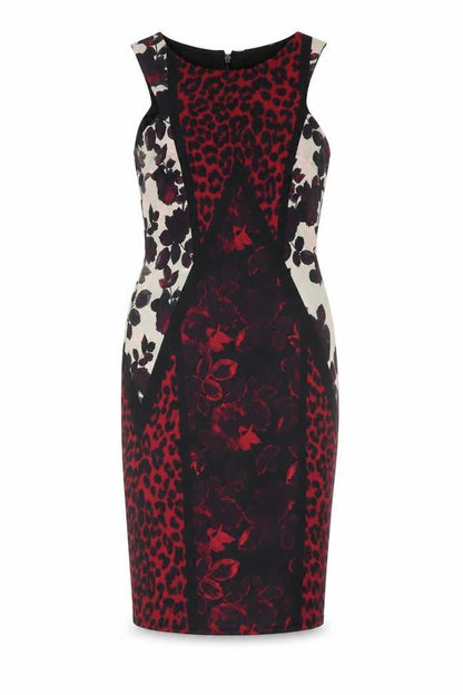 Next Women's Red Floral Animal Print Pencil Dress