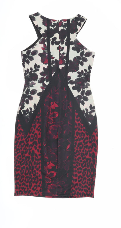 Next Women's Red Floral Animal Print Pencil Dress