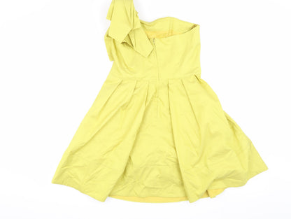 ASOS Women's Yellow A-Line One Shoulder Dress Size 10