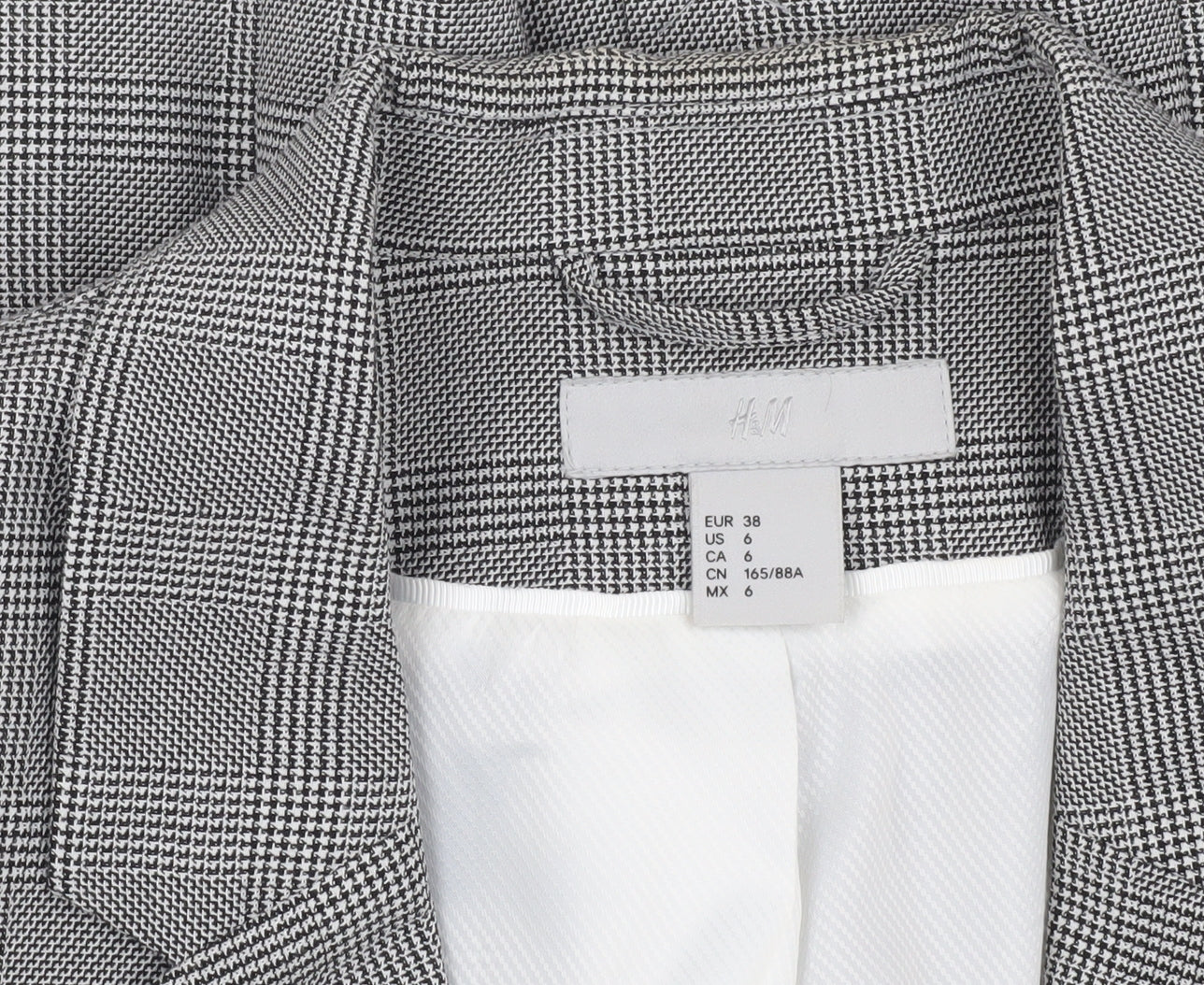 H&M Women's Grey Houndstooth Blazer Size 10