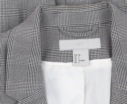 H&M Women's Grey Houndstooth Blazer Size 10