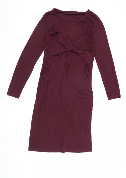 Mama Licious Women's Purple Maternity Dress V-Neck