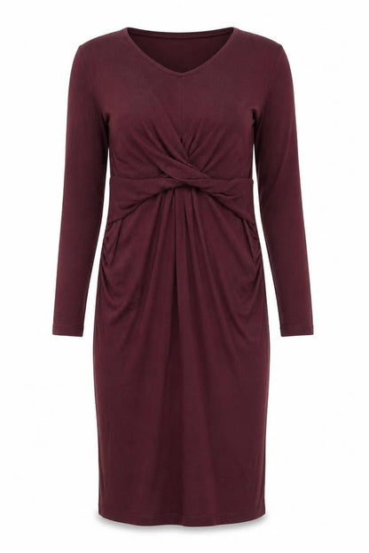 Mama Licious Women's Purple Maternity Dress V-Neck