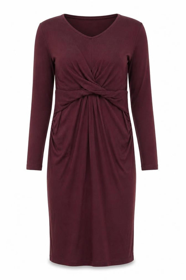 Mama Licious Women's Purple Maternity Dress V-Neck