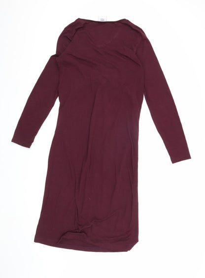 Mama Licious Women's Purple Maternity Dress V-Neck