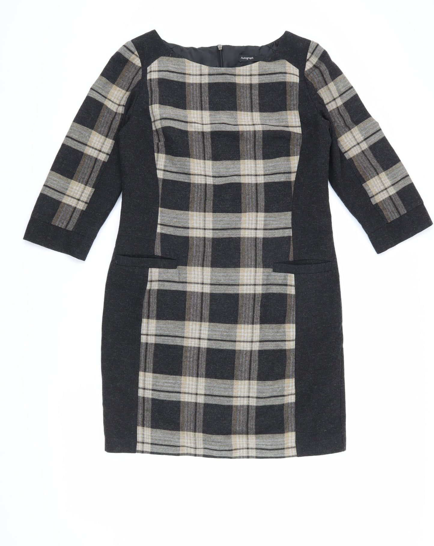 Autograph Women's 3/4 Sleeve Plaid Dress Size 12