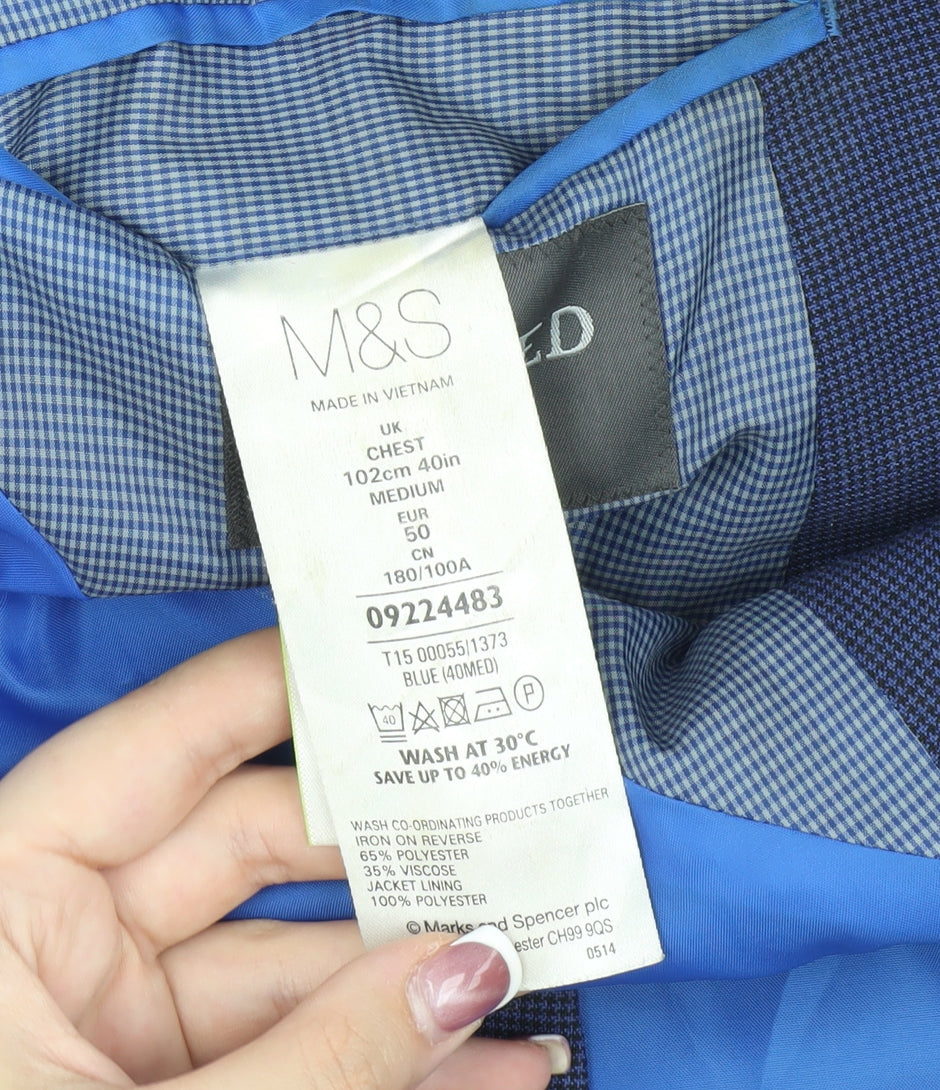 Mens UK Size 40 Marks and Spencer Regular Blue Suit Jacket