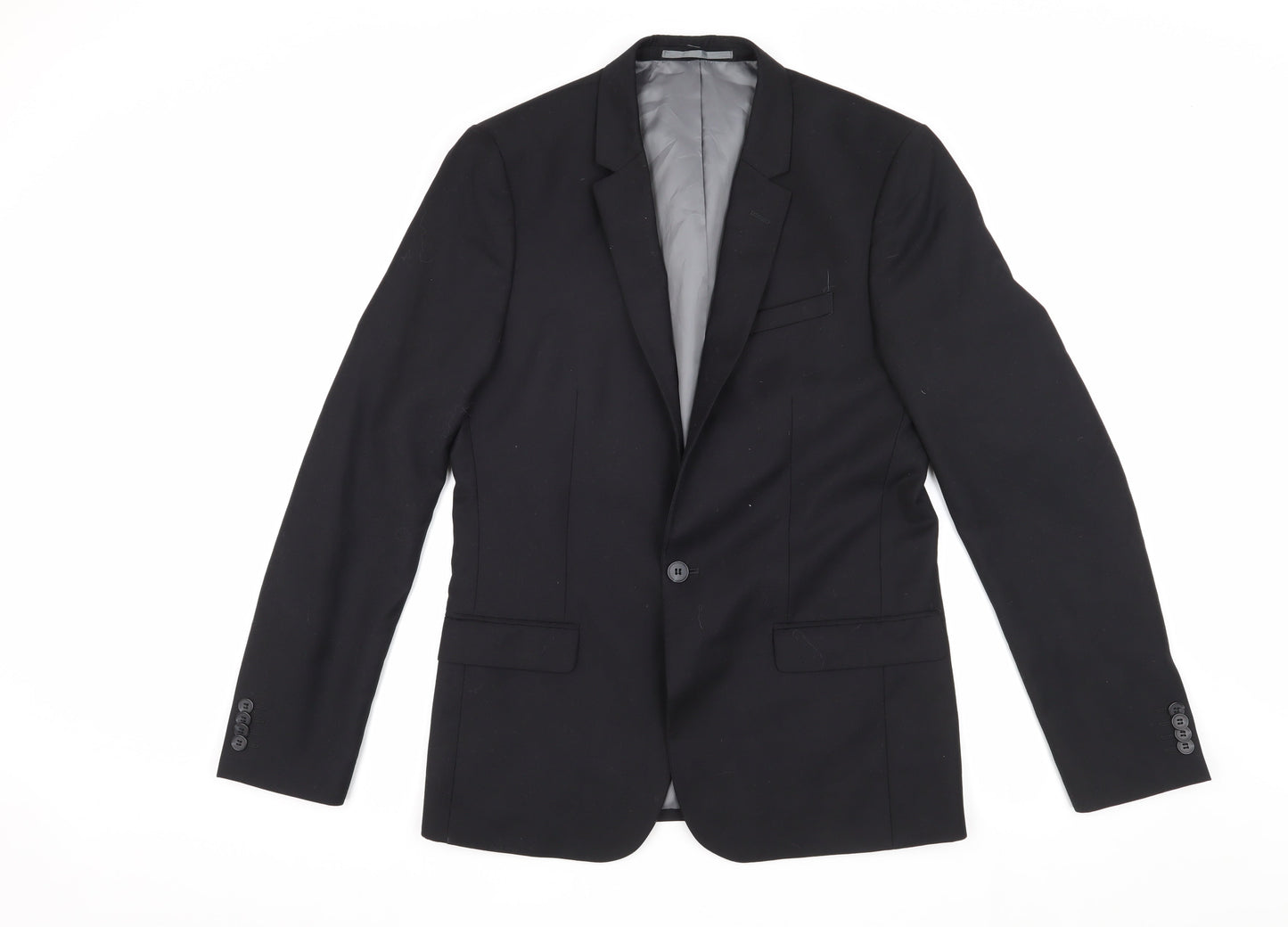 Mens UK Size 38 River Island Regular Black Suit Jacket