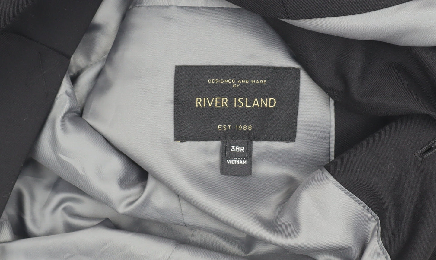 Mens UK Size 38 River Island Regular Black Suit Jacket