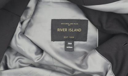 Mens UK Size 38 River Island Regular Black Suit Jacket