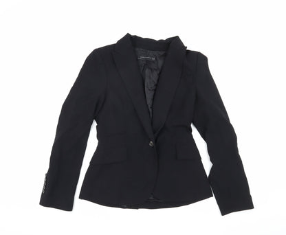 Zara Woman Black Blazer Size 8 Slim Fit Notch Lapel