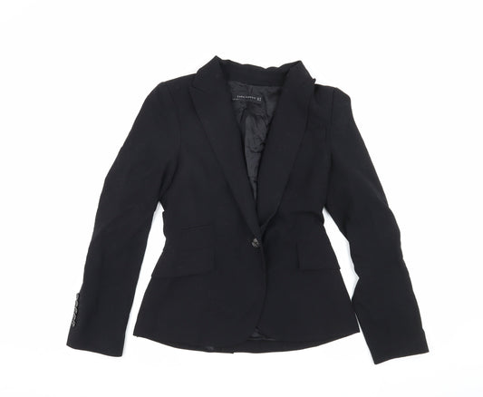 Zara Woman Black Blazer Size 8 Slim Fit Notch Lapel