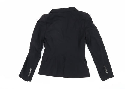 Zara Woman Black Blazer Size 8 Slim Fit Notch Lapel