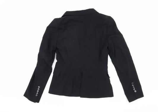 Zara Woman Black Blazer Size 8 Slim Fit Notch Lapel