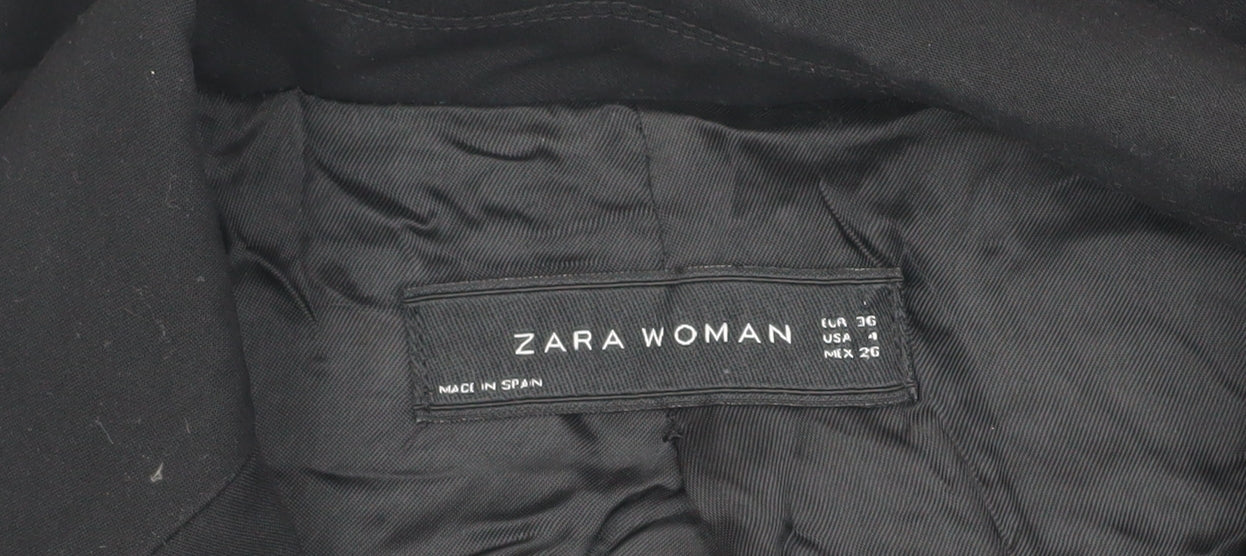 Zara Woman Black Blazer Size 8 Slim Fit Notch Lapel