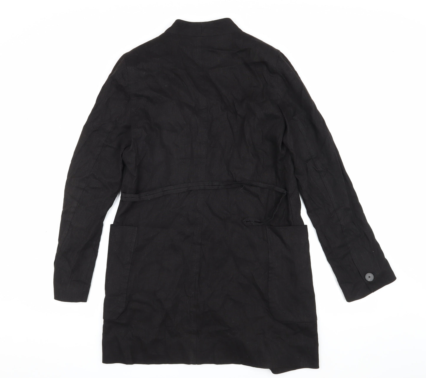 MNG Women's Black Linen Overcoat Size 10 Business Casual