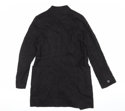 MNG Women's Black Linen Overcoat Size 10 Business Casual