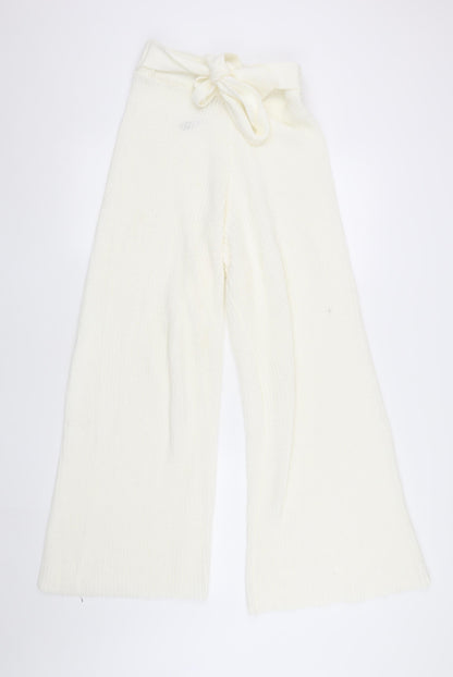 Womens UK Size 6 ASOS Relaxed Fit Wide-Leg Ivory Trousers