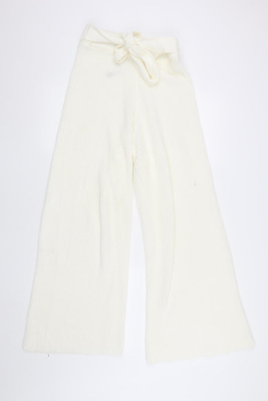 Womens UK Size 6 ASOS Relaxed Fit Wide-Leg Ivory Trousers