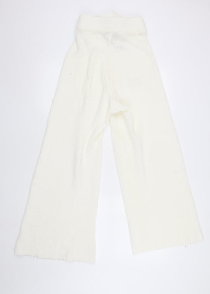 Womens UK Size 6 ASOS Relaxed Fit Wide-Leg Ivory Trousers