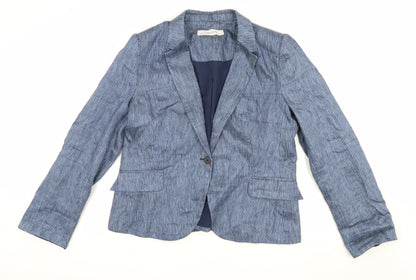 Zara Basic Women's Blue Pinstripe Blazer XL Business
