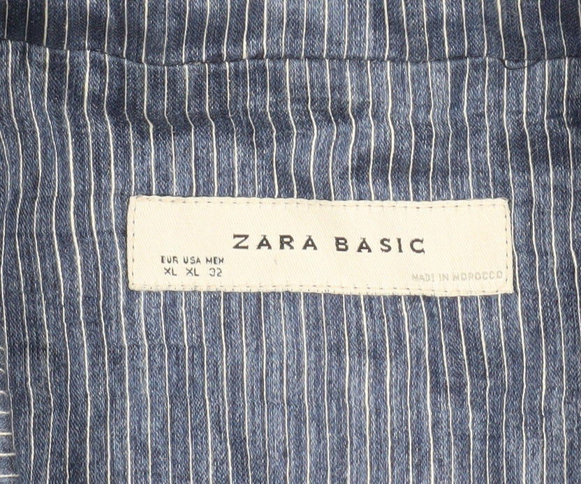 Zara Basic Women's Blue Pinstripe Blazer XL Business