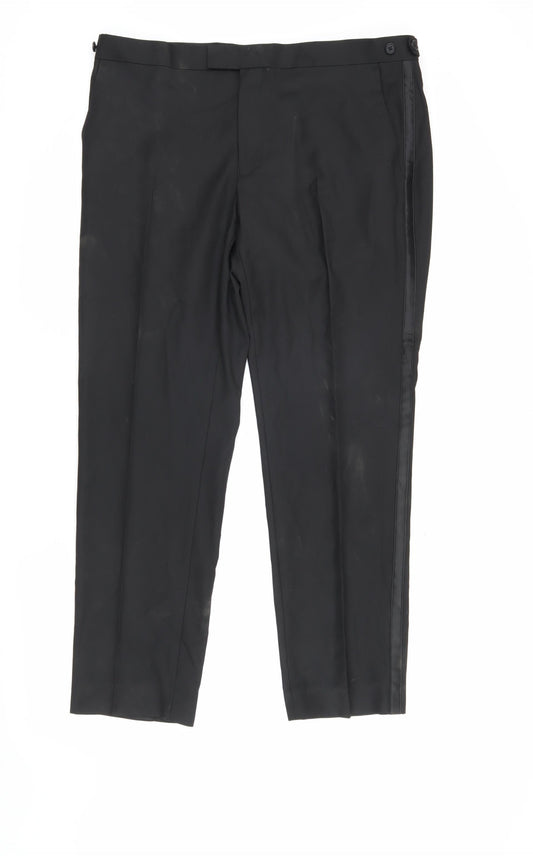 Marks and Spencer Men's Black Slim Fit Dress Pants