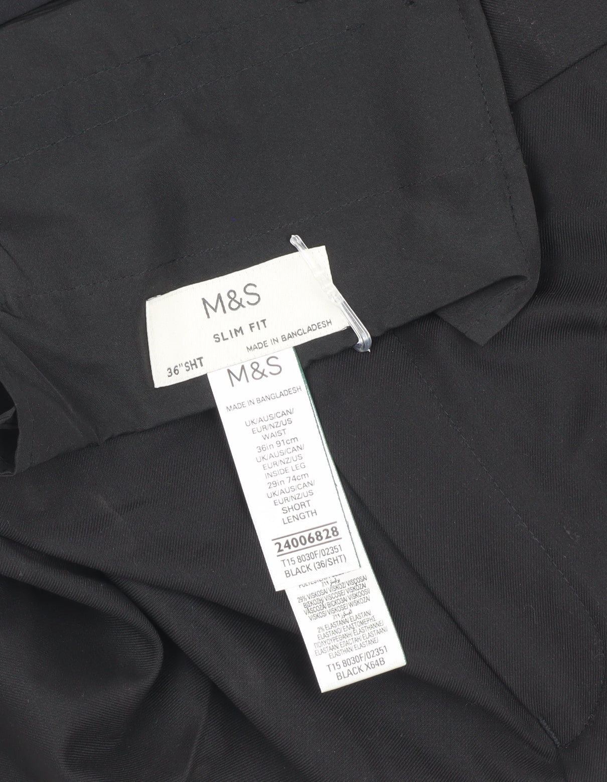 Marks and Spencer Men's Black Slim Fit Dress Pants