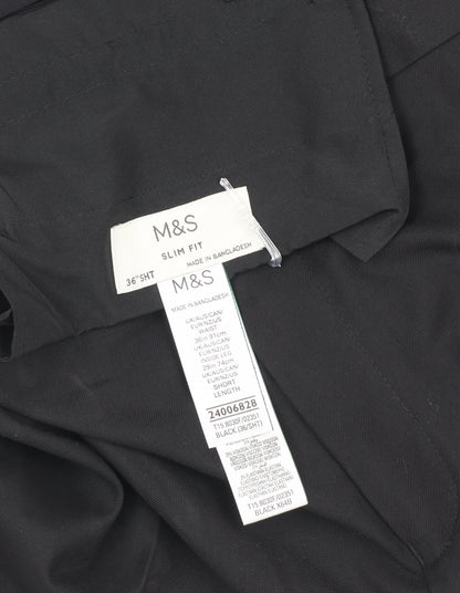Marks and Spencer Men's Black Slim Fit Dress Pants