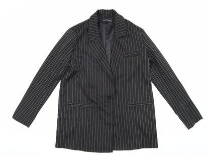 PrettyLittleThing Women's Black Pinstripe Blazer Size 6
