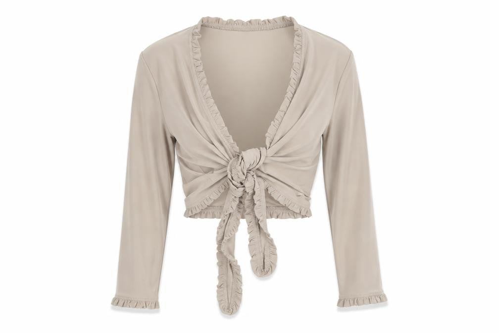 Womens UK Size M Nina Leonard Beige Wrap Blouse