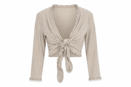 Womens UK Size M Nina Leonard Beige Wrap Blouse