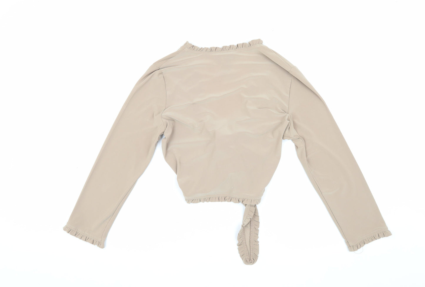 Womens UK Size M Nina Leonard Beige Wrap Blouse