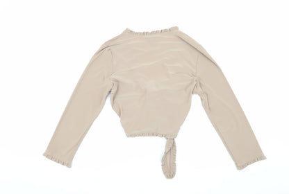 Womens UK Size M Nina Leonard Beige Wrap Blouse