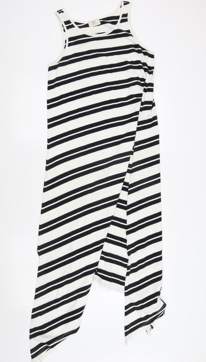 hush Women's Black White Striped Asymmetric Tank Dress