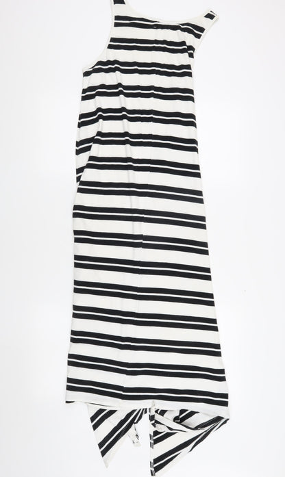 hush Women's Black White Striped Asymmetric Tank Dress