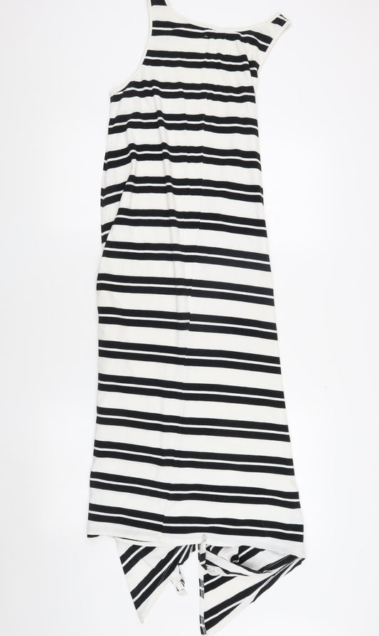 hush Women's Black White Striped Asymmetric Tank Dress