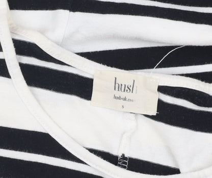 hush Women's Black White Striped Asymmetric Tank Dress