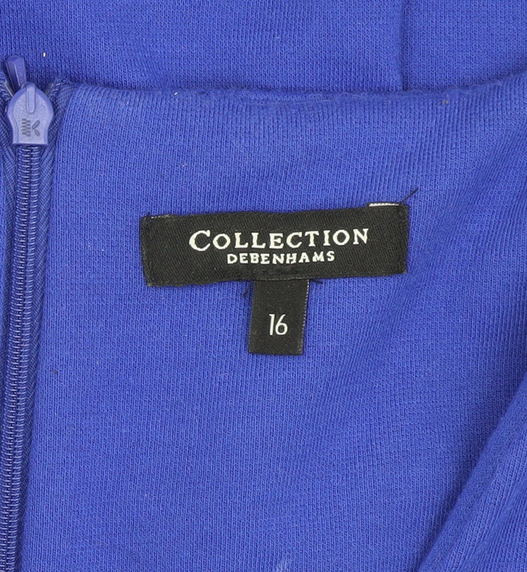 Debenhams Women Blue Square Neck Dress Size 16